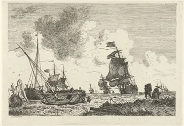 Paisaje marino con viento fuerte