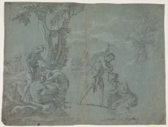 El bautismo de Cristo. Estudio antiguo de una representación de Simone Cantarini