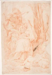 Un ángel muestra el camino a Egipto a la Madonna