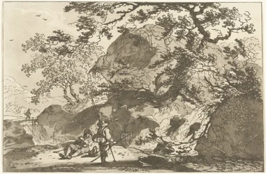 Landschap conoció a een visser en een rustende man Doce diseños calculados para el uso de quienes están aprendiendo a dibujar paisajes (título de la serie)