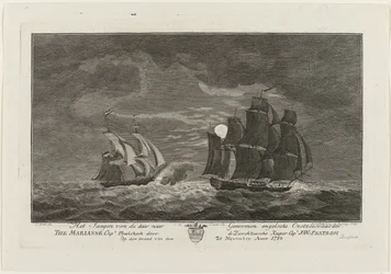 Sextroh caza en el Marianne, 1782 La caza del navegante báltico inglés Allá a los genomas El capitán Marianne. Philskerk por el Capitán Zierikzeesche Kaper. J:W:Sextroh En la noche del 20 de noviembre de 1782 (título sobre el objeto)