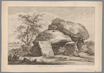 Dolmen cerca del pueblo de Midlaren Hunnebed por Midlaren (título sobre objeto) Nueve caras en Drenthe (título de la serie) IX Rostros en y cerca del paisaje de Drenthe (título de la serie sobre el objeto)
