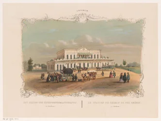 Vista de la estación de tren de Arnhem
La estación de la Compañía de Ferrocarriles del Rin (en Arnhem) (título en el objeto)
Arnhem (título de la serie en el objeto)