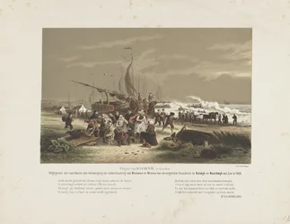 Escena de playa con esposas de pescadores de luto, 1868