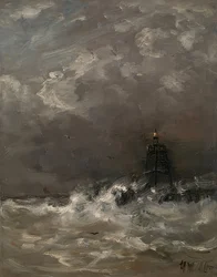 Faro en olas rompientes