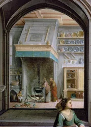 Cristo en la casa de Marta y María, (detalle) de la cocina, 1620