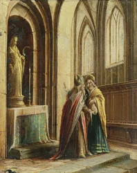 Dos figuras en una iglesia