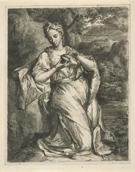 Mujer con jarrón de perfume