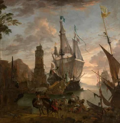 Oriental Seaport (óleo sobre lienzo)
