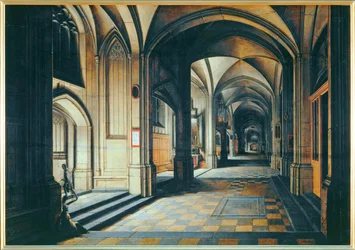 Interior de la iglesia. Efecto nocturno ...