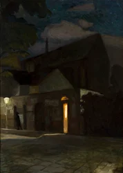 La iglesia dominica de Cracovia de noche