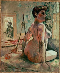 Desnudo posando en un estudio (óleo sobre lienzo)
