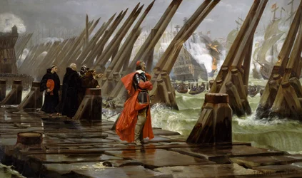 Richelieu (1585-1642) en el malecón de La Rochelle
