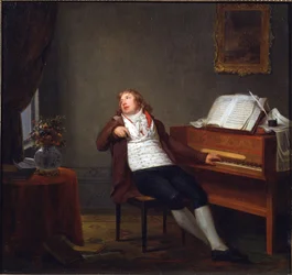 Retrato del pianista y compositor Johann Ladislaus Dussek (1760-1812) por Danloux, Henri-Pierre (1753-1809). Óleo sobre lienzo