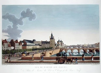 Vista del Mercado de Flores por el Palais de Justice, c.1816-20