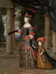 María Teresa de España con su hijo, el Delfín, Luis de Francia