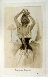 Una mujer preparándose para un baile