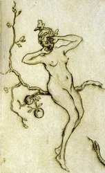 Mujer desnuda despertando