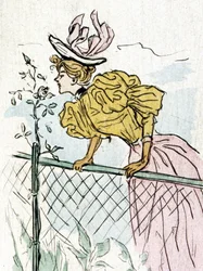 Mujer oliendo rosas