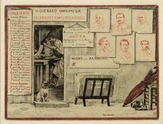 Retratos de los señores de Lesseps, Coppée, general Pittié, de Bornier, Henri Martin, Mis de Cherville, 1883