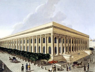 Bolsa de París, principios del siglo XIX (grabado)