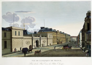Vista del Banco de Francia - en “Vues de Paris” por Courvoisier