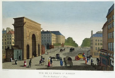 Vista de la Porte St Martin - en “Vues de Paris” por Courvoisier