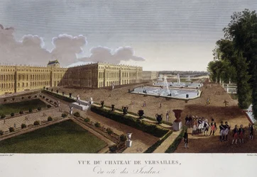 Castillo de Versalles del lado de los jardines - en “Vistas de París” por Courvoisier