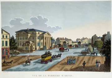 La barrière Saint-Denis, circa 1827 - en "Vues de Paris" por Courvoisier