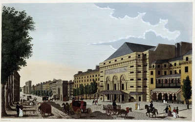 Théatre de la Porte Saint Martin. Grabado por Courvoisier