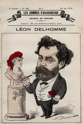 Caricatura de Léon Alexandre Delhomme (1841-1895) escultor francés de 