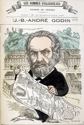 Jean Baptiste André Godin (1817-1888), industrial fundador de la familia. Dibujo de Demare en 
