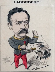 Jean Marie Arthur Labordere, militar francés, político, senador por el Sena - Caricatura de Henri Demare en "Les Hommes d