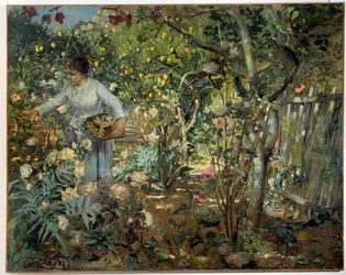 Jardín de rosas en Mónaco. Pintura de Cross Henri Delacroix, conocido como Henri Edmond Cross (1856-1910)
