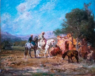Jinetes árabes cerca del mausoleo