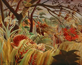 Tigre en tormenta tropical (pintura sobre lienzo)