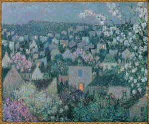 Atardecer en primavera (pintura sobre lienzo)