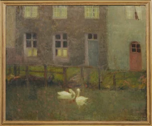 Los cisnes (pintura sobre lienzo)