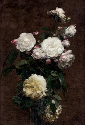 Rosas blancas. Pintura de Henri Fantin-Latour (Fantin Latour