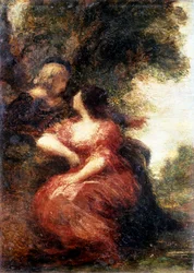 Trovador y su dama. Pintura de Henri Fantin-Latour (Henri Fantin Latour