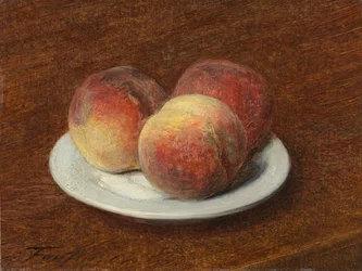 Tres melocotones en un plato, 1868