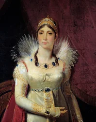 Retrato de la Emperatriz Josefina de Beauharnais (1763-1814) (detalle). Pintura de Henri François Riesener (1767-1828) 1806 Dim. 2,3x1,3 m Malmaison, Castillos de Malmaison y Bois-Préau