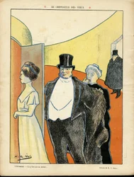 Ilustración de H. G. Ibels (1867-1936) en Le Rire, 27/02/09 - El crepúsculo de los viejos - Teatro, Tercera Edad, Vida de los ricos - Espectadores