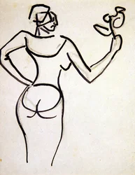 Dama sosteniendo un ramo de flores