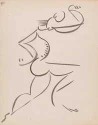 Figura masculina bailarina, de perfil