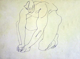 Desnudo masculino arrodillado I
