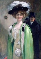 Una pareja llegando a un evento, c1872-1929