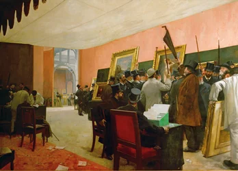 Una sesión de jurado de pintura en el Salon des Artistes francais (pintura sobre lienzo)