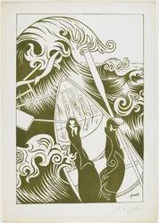 La Vague (La Ola) 1894 (litografía en tinta verde oliva)