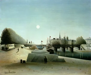 Vista de la Île Saint-Louis desde el Port Saint-Nicolas, atardecer, c. 1888